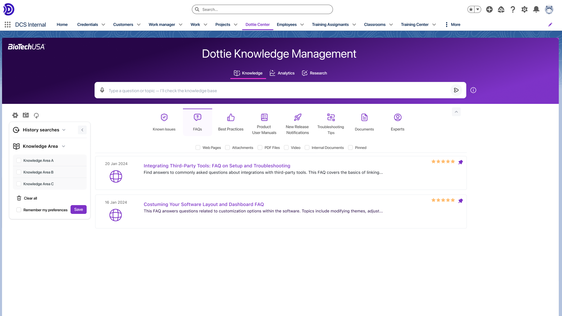 Screenshot of DotCompliance QMS software