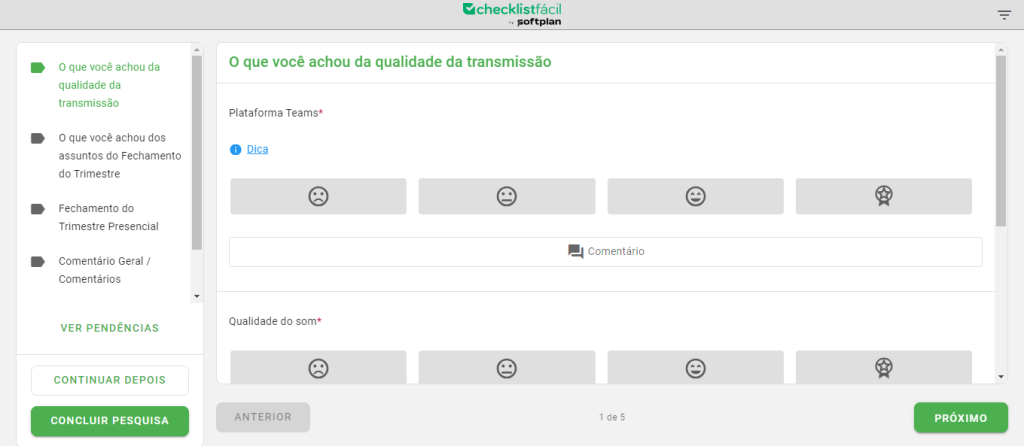 software para gestão da qualidade da checklist fácil