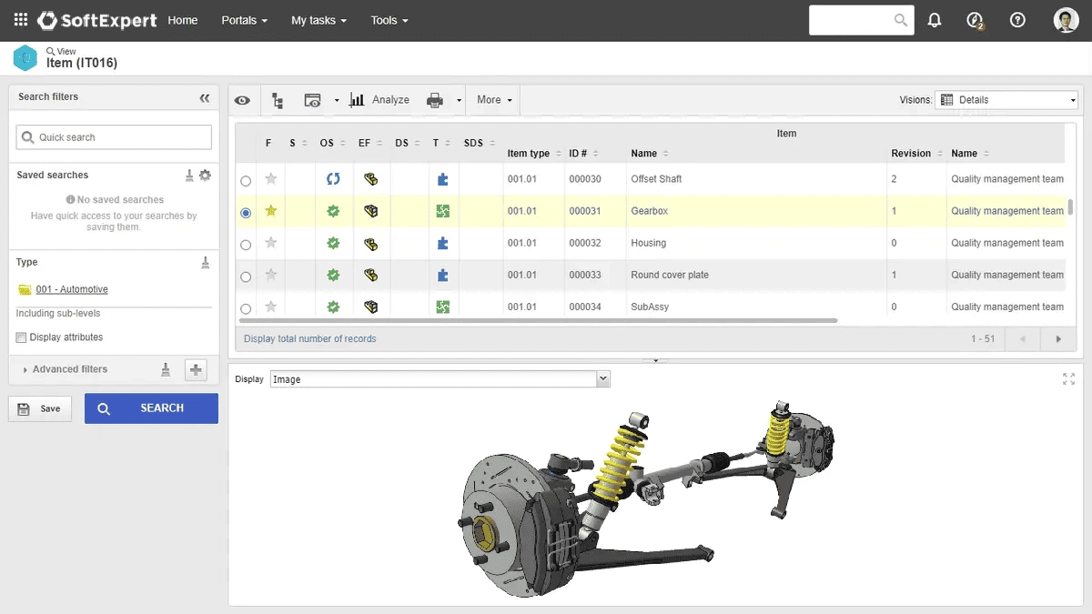 screenshot of SoftExpert PLM, the best PLM software