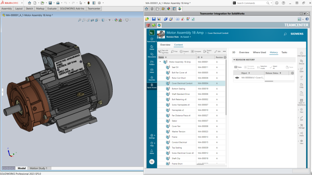 screenshot of Siemens Teamcenter, one of the best PLM software