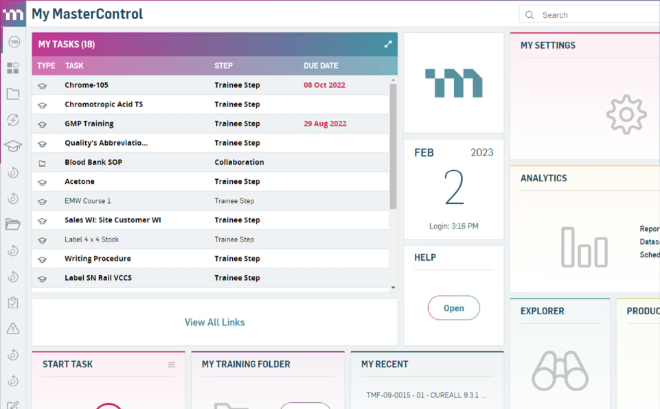 screenshot del mastercontrol