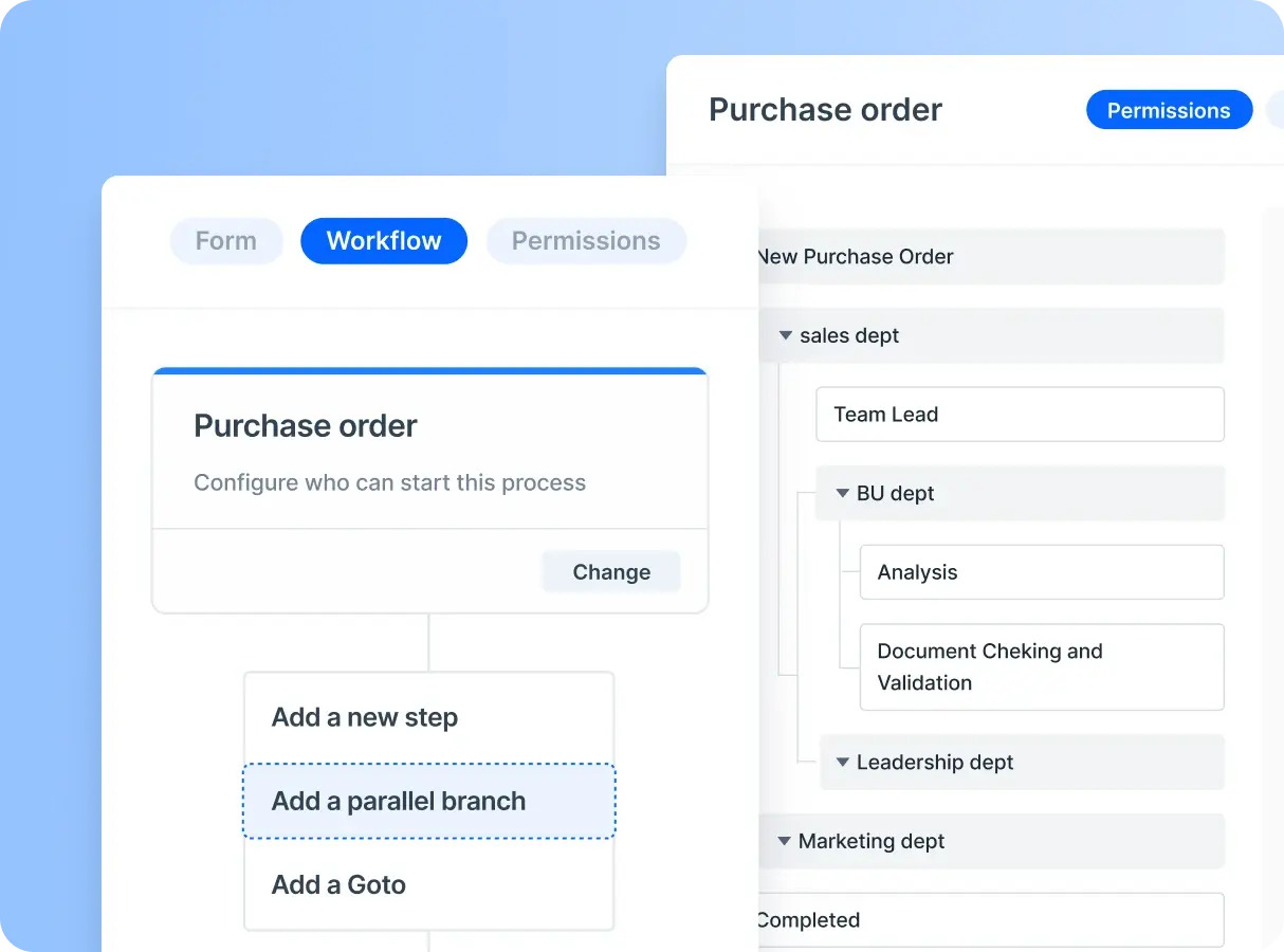 Screenshot del software BPM di Kissflow