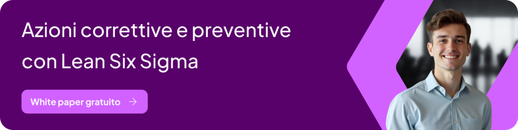 Banner per il white paper sulle azioni correttive e preventive con Lean Six Sigma nell'industria manifatturiera