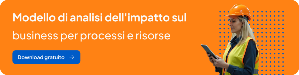 Banner per il modello di Business Impact Analysis per processi e asset nell'industria manifatturiera